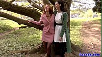 British Les Milf Queened By Babe In Stockings