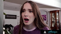 GIRLSWAY Shook Brunette Hazel Moore Caught Petite Roommate Liz Jordan Humping Her Pillow