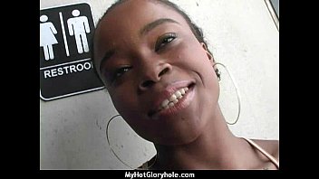 Horny Ebony Suck The Juice From Big White Gloryhole 24